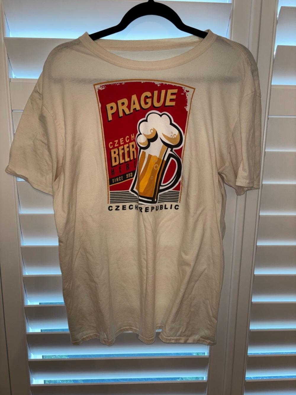 Prague Czech Beer Graphic Tee - Cream/White
